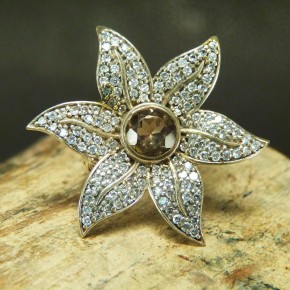 Seesternring mit Rauch- und Weißtopas W18