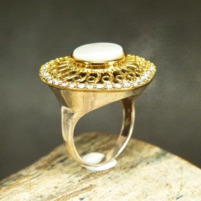 Silberring mit Perlmutt und Zirkonia W19,5