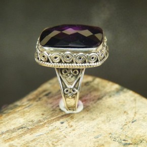 Silberring mit facettiertem Amethyt W 18,8