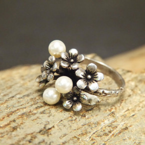Silberring mit Swarovski-Perlen Größe 54 (Ø ca. 17,2 mm)