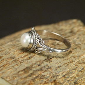 Silberring mit Süßwasserperle Größe 55 (Ø ca. 17,5 mm)
