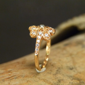 Silberring mit Weißtopas vergoldet Größe 52 (Ø ca. 16,6 mm)