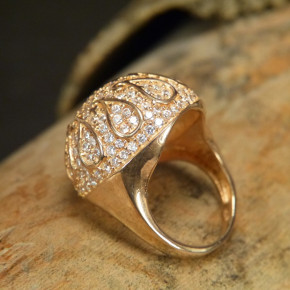 Silberring vergoldet mit Zirkonia Größe 53 (Ø ca. 16,9 mm)