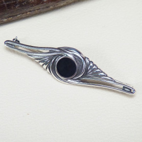 Art Deco Silberbrosche mit Onix