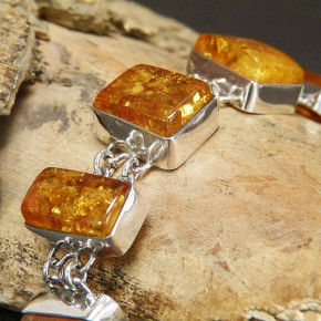 tolles Silberarmband mit Naturbernstein