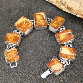 tolles Silberarmband mit Naturbernstein