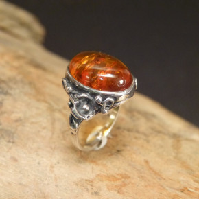 Silberring mit Bernstein Größe 51 (Ø ca. 16,3 mm)