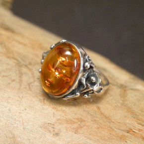 Silberring mit Bernstein Größe 51 (Ø ca. 16,3 mm)
