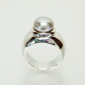 Silberring mit grauer Perle W 16,2