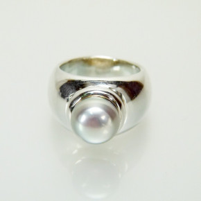 Silberring mit grauer Perle W 16,2