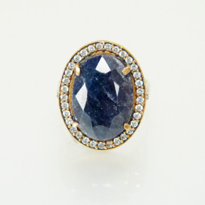 Silberring mit Saphir und Weißtopasen Größe 54 (Ø ca. 17,2 mm)