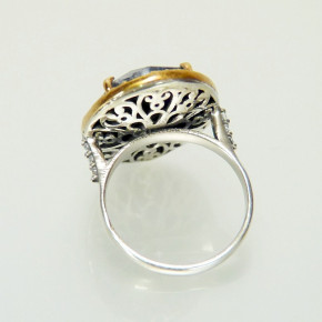 Silberring mit Saphir und Weißtopasen Größe 54 (Ø ca. 17,2 mm)