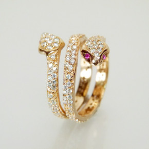 Silberring "Schlange" rosé vergoldet W 18 - 20 Größe 57 (Ø ca. 18,2 mm)