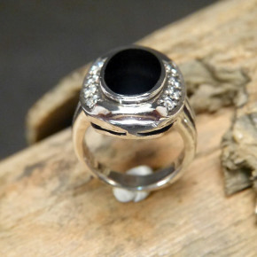 massiver Silberring mit Onix W 16,9