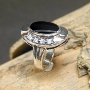 massiver Silberring mit Onix W 16,9