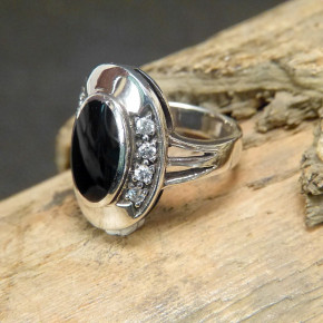 massiver Silberring mit Onix W 16,9