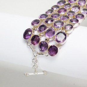 breites Silberarmband mit Amethyst