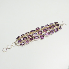 breites Silberarmband mit Amethyst
