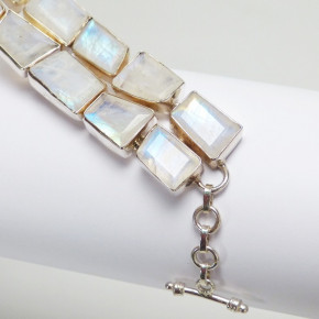 Silberarmband mit Mondstein ca. 18,5 bis 21 cm