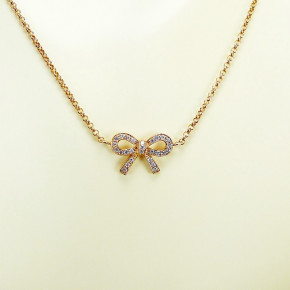 zartes Collier - Schleife mit Zirkonia rosèvergoldet