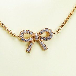 zartes Collier - Schleife mit Zirkonia rosèvergoldet