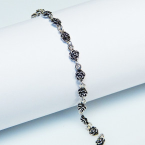 schmales Silberarmband mit Rosenmotiv