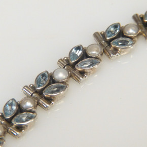 Silberarmband mit Blautopas und Zuchtperlen