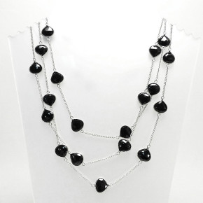 lange Silberkette mit schwarzem Onix