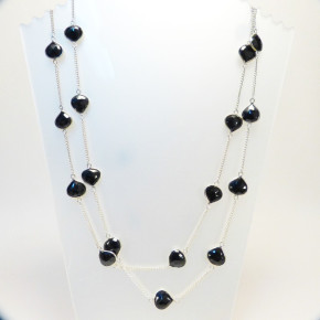 lange Silberkette mit schwarzem Onix
