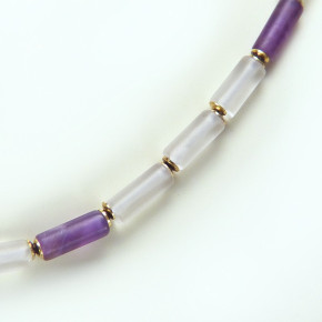 Stäbchenkette aus Bergkristall und Amethyst