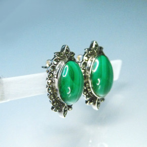 Ohrstecker mit Markasit und Malachit