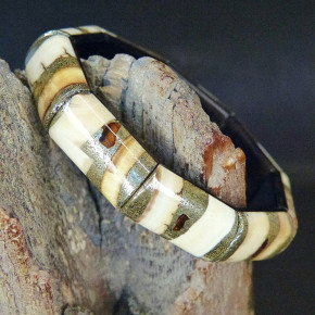 schmales Mammut-Armband mit Bernstein