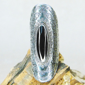 extra langer Silberring mit Onyx W 19,5