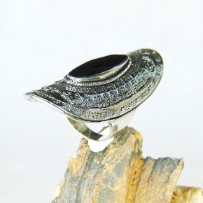 extra langer Silberring mit Onyx W 19,5
