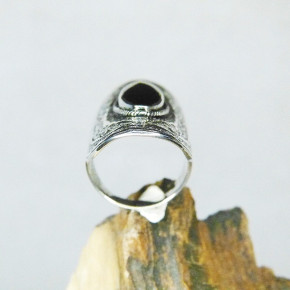 extra langer Silberring mit Onyx W 19,5