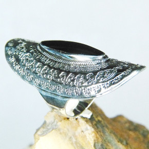 extra langer Silberring mit Onyx W 19,5