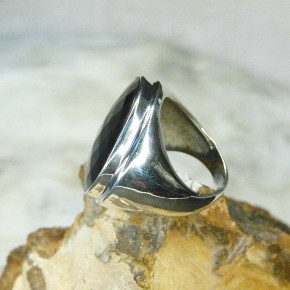 auffälliger Silberring mit Onyx W19