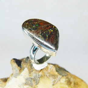 Silberring mit Boulderopal W17,8
