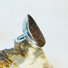 Silberring mit Boulderopal W17,8