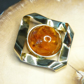 Goldbrosche 333/- mit Bernstein