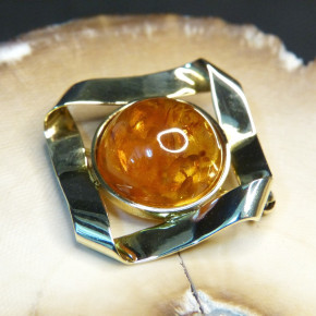 Goldbrosche 333/- mit Bernstein