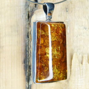 toller Bernsteinanhänger in Silber 925/-