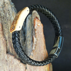 Flechtlederarmband mit toller Mammutrinde
