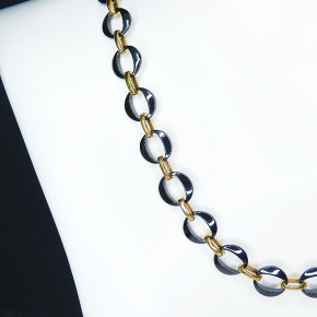 Collier/Kette Edelstahl vergoldet mit Hämatit