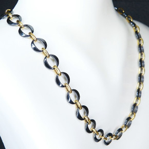 Collier/Kette Edelstahl vergoldet mit Hämatit