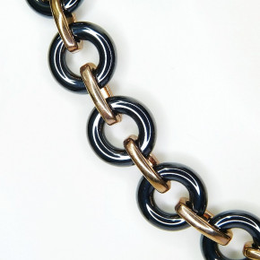 Collier/Kette Edelstahl vergoldet mit Hämatit