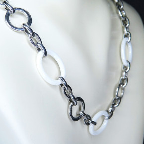 Collier/Kette Edelstahl mit Keramik 45cm