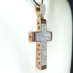 Edelstahlanhänger rosévergoldet "Kreuz"