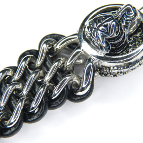 schweres Armband Edelstahl/Leder 23,5cm