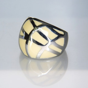 Edelstahlring Mosaik creme W 17